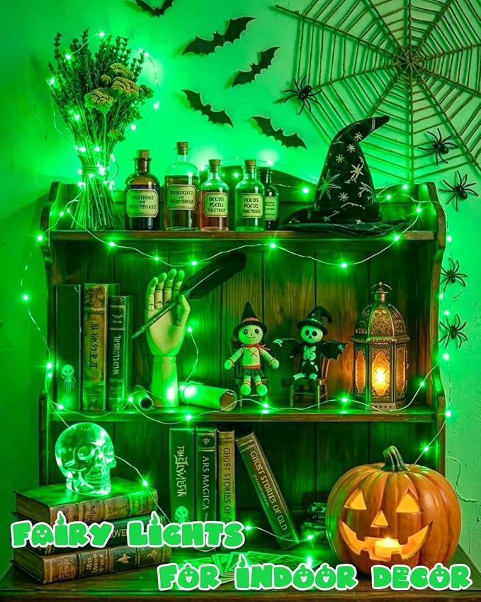 4 Pack 60 LED Fairy Lights Battery Operated with Timer, String Lights Green | 20 FT, Cuttable Copper Wire, Waterproof Battery Lights for Indoor Outdoor, Bedroom, Home DIY, Christmas Halloween Decorations