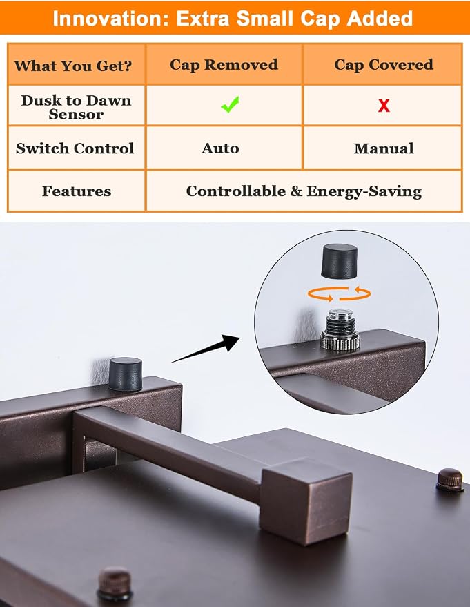 Rustic Dusk to Dawn Outdoor Wall Light Fixture 13.8"H Oil Rubbed Bronze Exterior Wall Sconces with Seeded Glass Sensor Outdoor Wall Lantern for House Patio Porch Entryway Garage Wall Lamps Waterproof