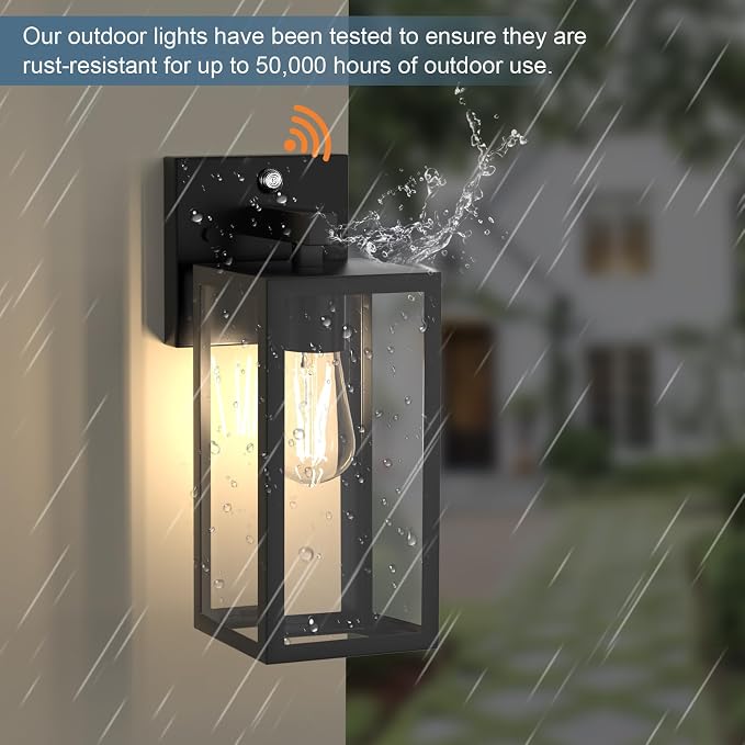 Dusk to Dawn Porch Outdoor Light, Wall Light Fixtures Waterproof Exterior Wall Sconce Light Fixture with E26 Base for Patio Entryway Hallway (Bulb not Included)