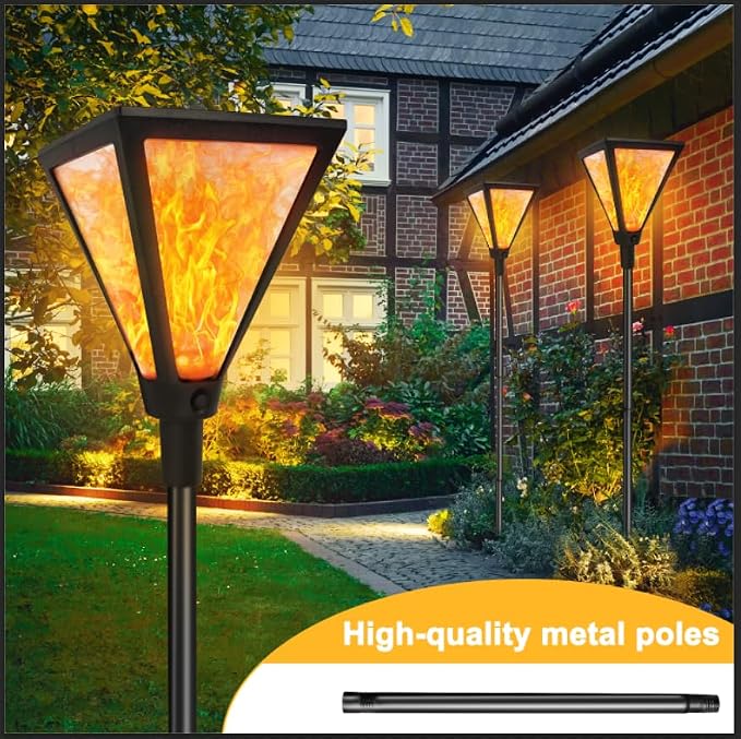 Flickering Flame Solar Torch Lights with 61"Extra-Tall & Super Larger Size | 2 Pack Solar Lights Outdoor for Halloween Decor, Solar Flame Lights Waterproof Tiki Torches for Outside Garden Yard Pathway