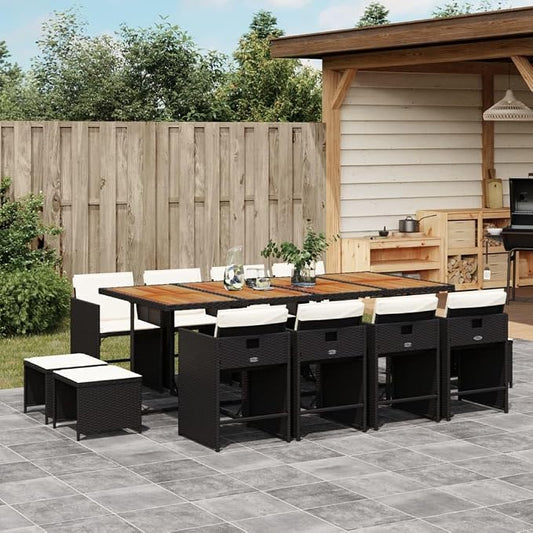 13-Piece Patio Dining Set, Poly Rattan Garden Furniture, Outdoor Table and Chair Set with Cushions for Backyard, Garden, and Deck, Space-Saving Cube Design