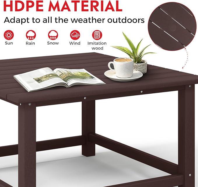 Costaelm Outdoor Kids Table, Toddler Dinner Table Baby Desk Outdoor Childrens Party Tables for Arts & Crafts, Snack Time, Multi-Activity Desk for Ages 2-8 in Classroom/Outside, Dark Brown
