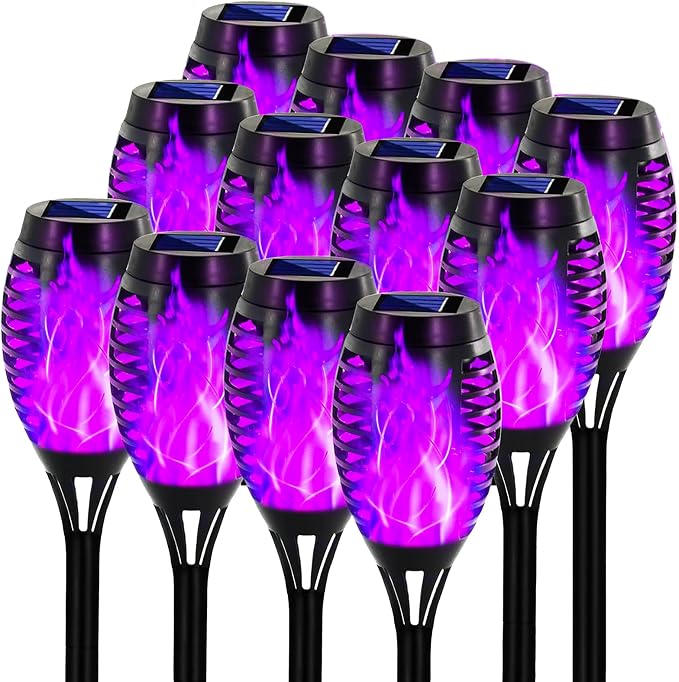 Swingers Solar Lights Outdoor, Halloween Solar Torch Lights | With Flickering Flame, Waterproof Outdoor Garden Lights for Outside Patio Pathway Yard Decorations