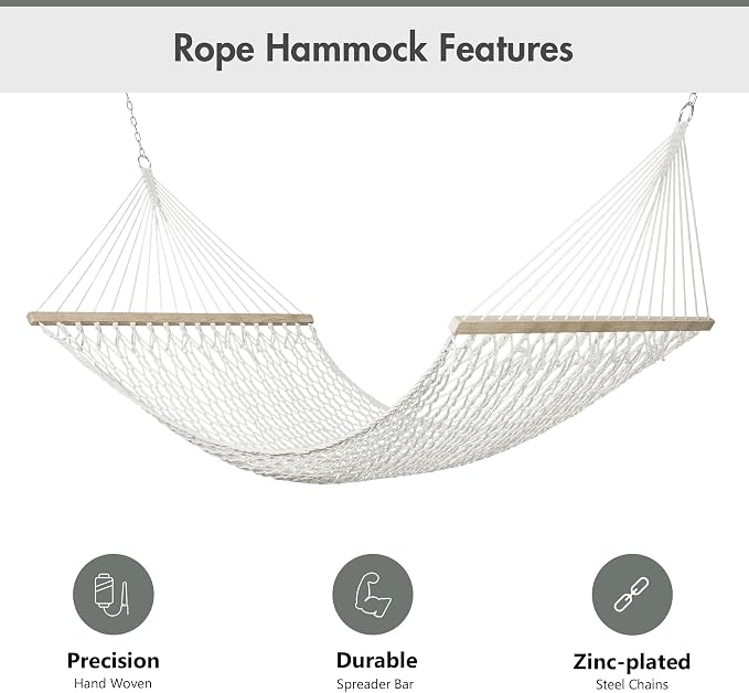 ANOW 13.5FT Curved Wood Stand with Portable Rope Hammock, Heavy Duty Larch Wood Arc Stand with 2 Chains, 4 Balance Ropes and 4 Carabiners, Includes Gray Hammock with Spreader Bars