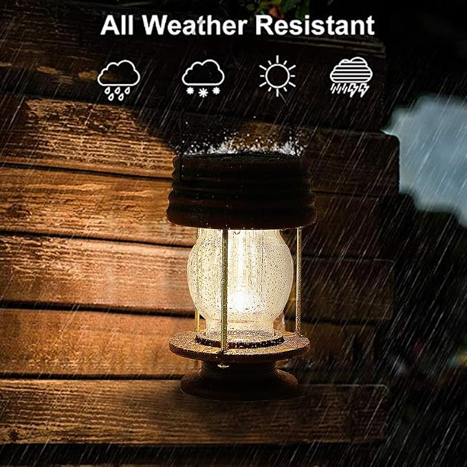 Solar Lanterns Outdoor Patio Decor, 1 Pack Large Hanging Solar Lights Waterproof, 30LM Bright Retro Decorative Table Lamps with Warm Glow for Porch, Yard, Garden, Pathway & Backyard Decoration