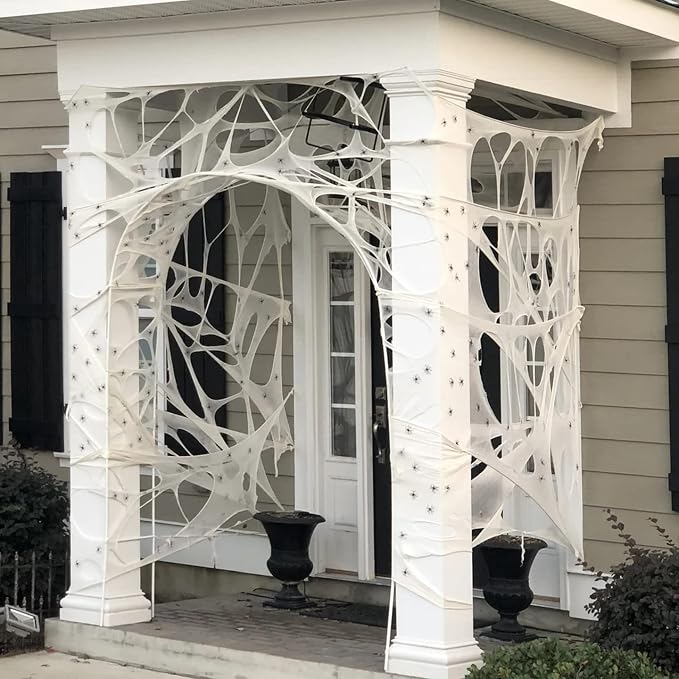 Halloween Spider Web Decorations Stretchy Web Netting for Haunted House | Halloween Beef Netting Spider Web for Outdoor Halloween Decorations, Giant Cobwebs for Haunted Houses, Parties Displays.