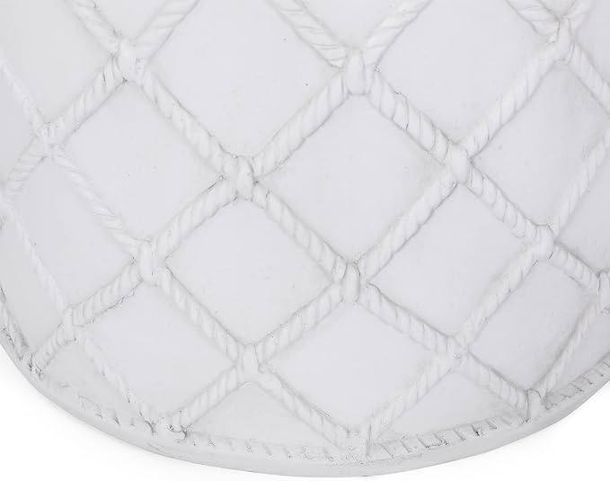 Outdoor Side Table 15.25" Cylindrical Shape Lightweight Concrete-Look Outdoor Indoor Accent Table Decorative Garden Stools, for Patio Porch Living Room, White