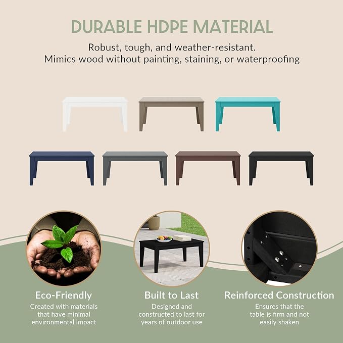 WestinTrends Malibu 3-Piece HDPE Outdoor Patio Furniture Couch and Coffee Table Set, Black