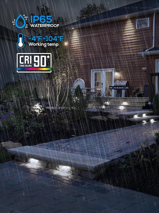 LEONLITE 4-Pack 7 Inch LED Hardscape Lighting, 3W/4W/5W, 5000K Daylight | Update Dimmable Retaining Wall Lights, Low Voltage Landscape Lighting, 12-24V AC/DC Paver Light, Outdoor Step Lights, ETL