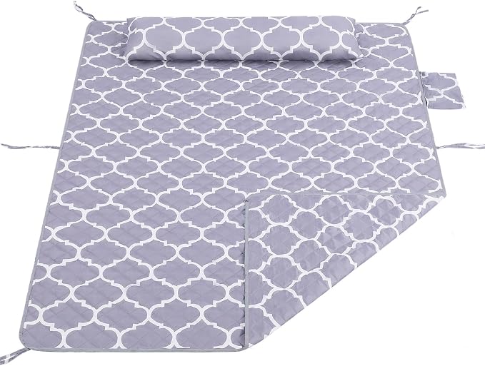 Double Hammock Pad and Pillow Set,78" x 55"Polyester Quilted Hammock Pad, Enhanced Comfort for Rope Outdoor Patio, Garden, Beach Hammocks, Grey