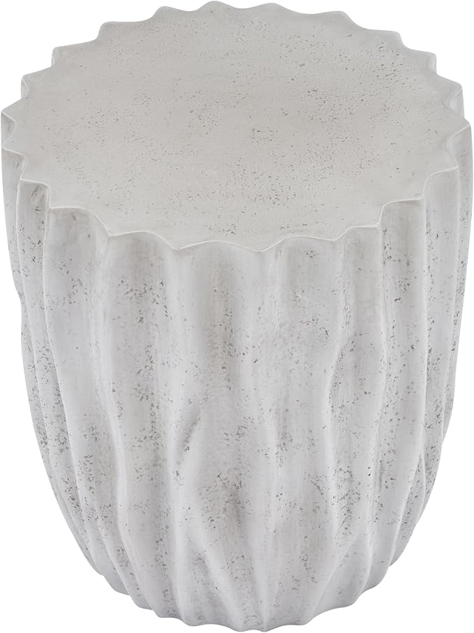 Christopher Knight Home Fairhill Outdoor Ribbed Side Table, Lightweight Concrete End Table, Accent Table with Wave Textured, Decorative Small Coffee Desk for Living Room Patio Balcony, Antique Grey