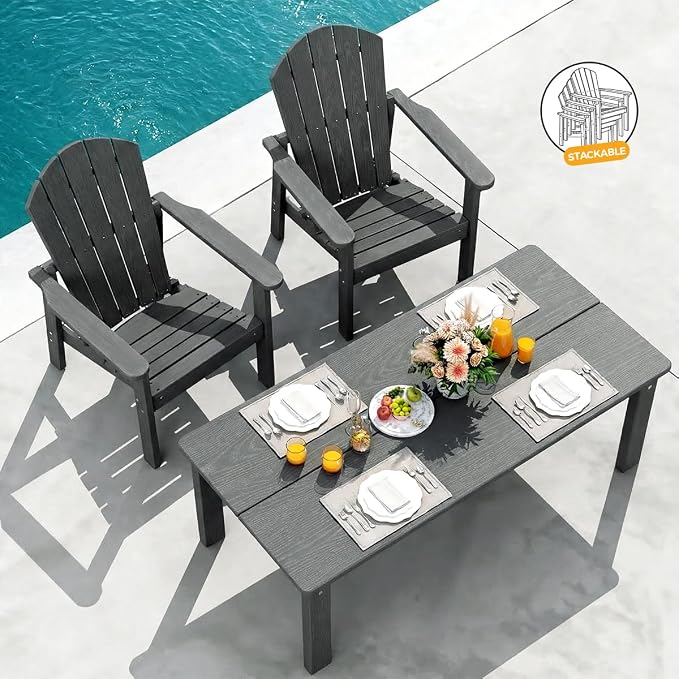 nevilywood Adirondack Coffee Table,HDPE All-Weather Wood Grain,Patio, Garden, Backyard,Gray