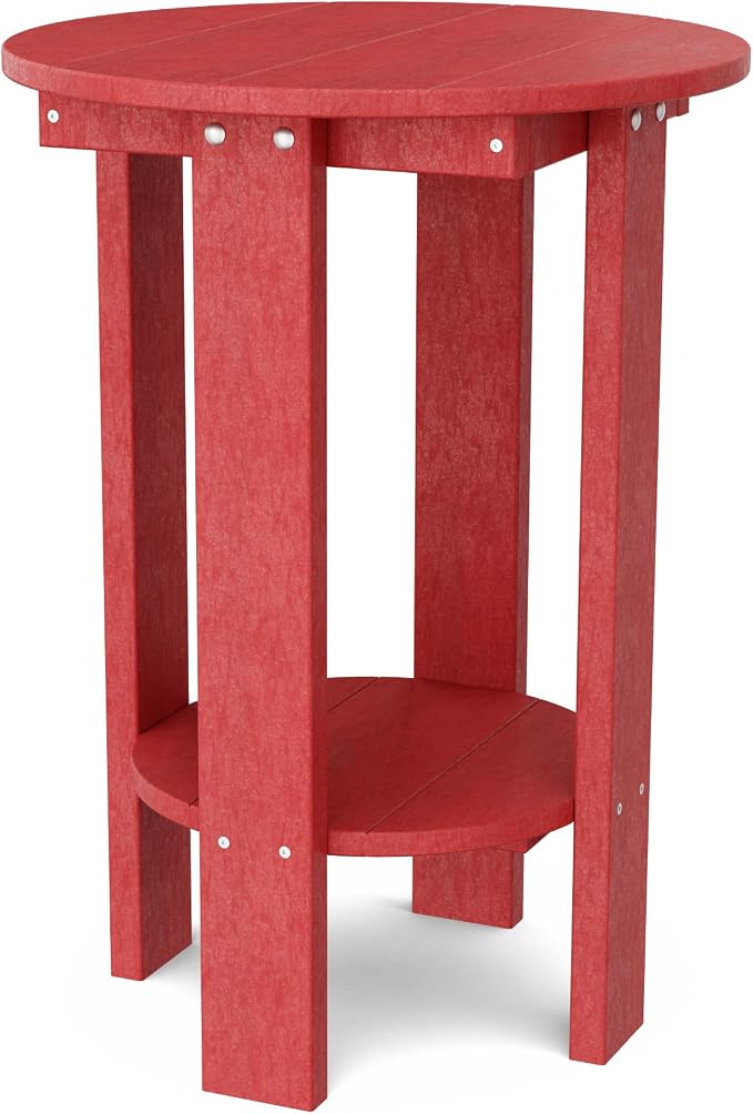 Wildridge Heritage Balcony Table, Cardinal Red - Outdoor Weather Resistant Recycled Plastic Furniture for Patio