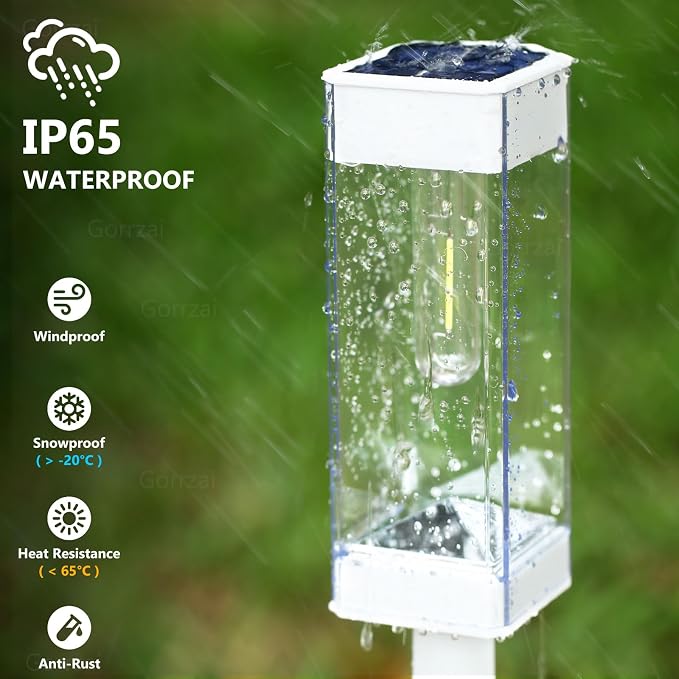 Solar Pathway Lights Outdoor Waterproof Landscape Lighting 8 Pack | Solar Lights Outdoor for Yard Driveway Garden Walkway Lawn Path Decor, Auto On/Off, LED Bright 3000K Tungsten Filament Bulb