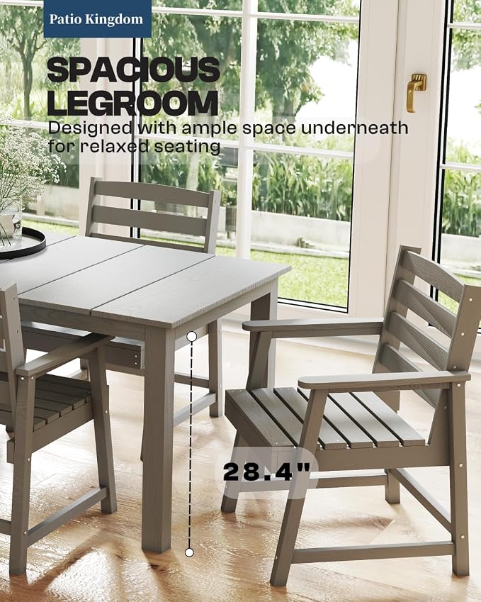 5-Piece Outdoor Dining Set with 11FT Umbrella for 4,Gray | 75.2'' HDPE table, chairs included, weather-resistant furniture with hole, ideal for lawn, poolside, yard, garden, deck