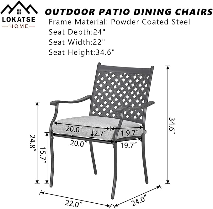 LOKATSE HOME 5-Piece Outdoor Patio Metal Dining Set