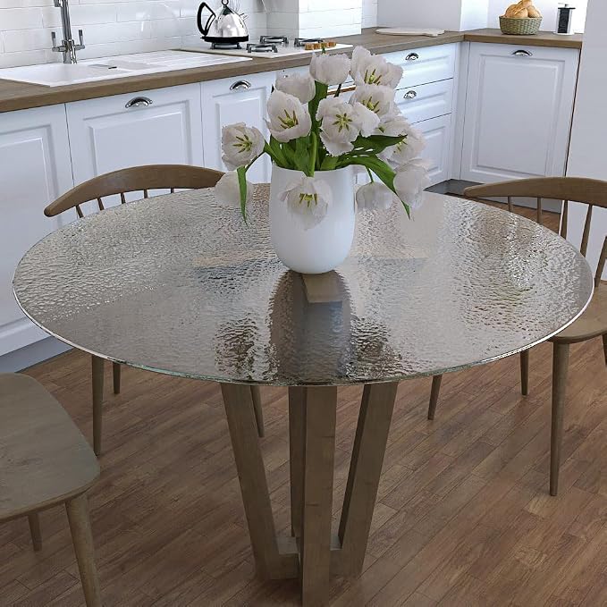 Royalty 54" Inch Round Tempered Glass Table Top – Clear Table Top Glass – Useful for Replacement, Tabletop Protector, Patio, Dining, Coffee, Desks - 1/4" Aqualite Polished Edge