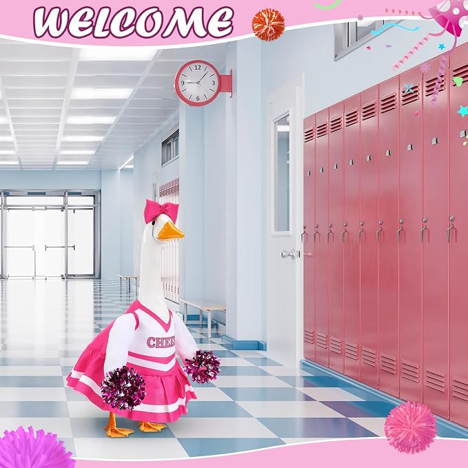 2 Pcs Cheerleader Porch Goose Outfit Clothes Cheerleading for 23" Goose Costume Garden Yard Outdoor Decorations
