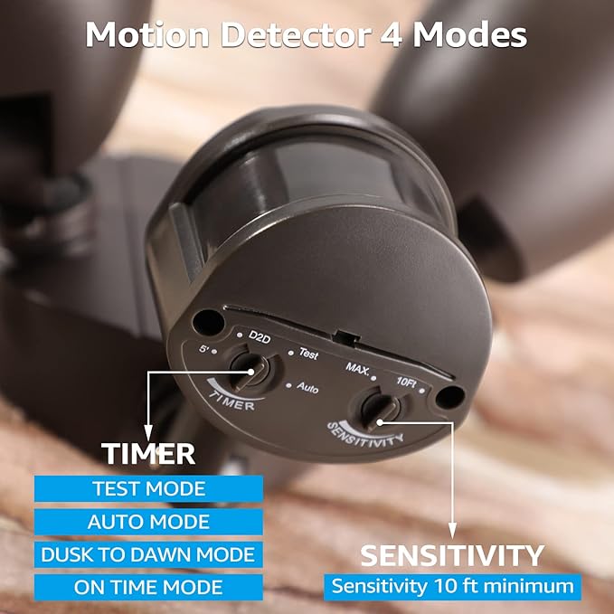 LEONLITE LED Security Light Outdoor Motion Sensor Dusk to Dawn 3000K Bronze | Motion Flood Light for Outside, Dusk to Dawn, UL Listed, Adjustable Dual Heads, Wet Location, Warm White