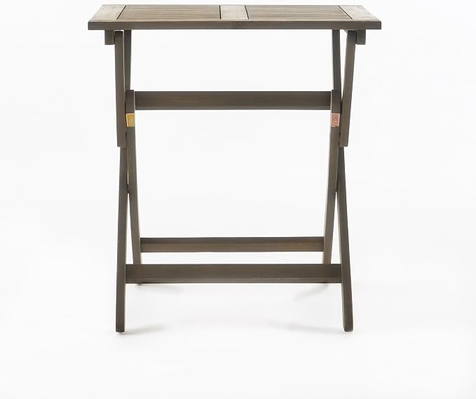 Christopher Knight Home Positano Outdoor Foldable Acacia Wood Bistro Table, Grey Finish