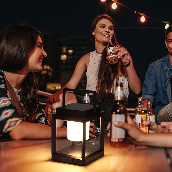Outdoor Table Lamp, Brightness LED Nightstand Lantern, Portable Rechargeable Solar Lamp Waterproof, Touch Control Outdoor Lamps Cordless Lights Decorative for Patio/Walking/Reading/Camping