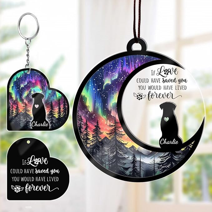 Custom Dog Memorial Suncatcher, Personalized with Name & Dog Breeds, Customized Pet Loss Suncatcher, Gifts for Dog Lovers, Dog Memorial Loss of Pet Sympathy Gift, in Loving Memory for Loss Pet