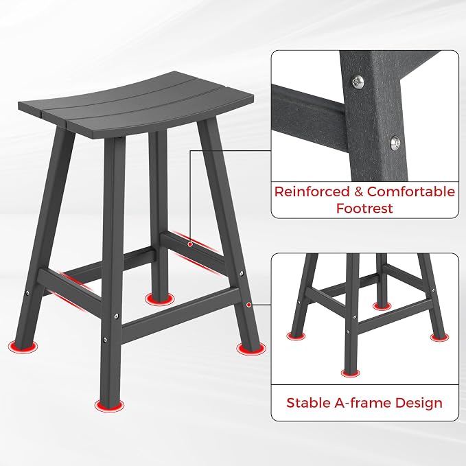 Costaelm Outdoor Bar Table, 37" Counter Height Round Patio Cocktail Bar Table, Patio Bar 3-Pieces Set Bistro Dining Pub Table for Front Porch Deck, Backyard, Garden, Gray