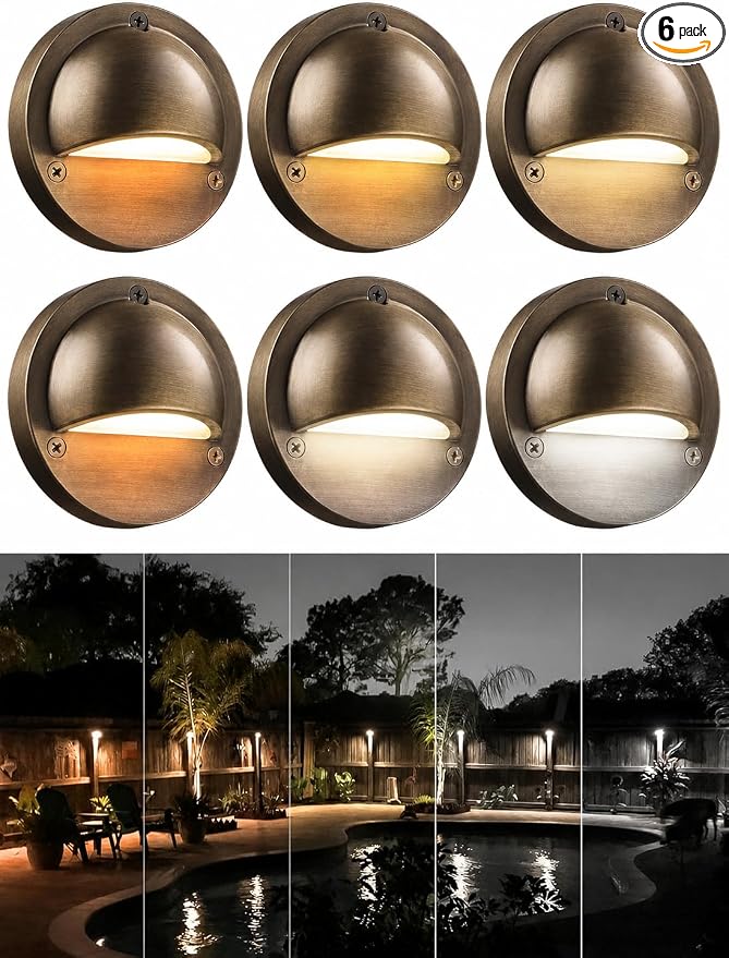 LEONLITE 6-Pack 5CCT 3.74inch Low Voltage LED Deck Lights, Bronze | 180LM, 12-24V AC/DC, CRI90, UL Listed, Die-cast Aluminum Housing, Frosted Glass Lens, 1800K/2700K/3000K/4000K/5000K