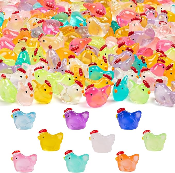 90 Pcs Mini Resin Hen Figurine Bulk Mini Hen Figurine Cake Decorations Cute Miniature Resin Sculpture Ornament Micro Landscape Office Garden Desk Party Tabletop Decor