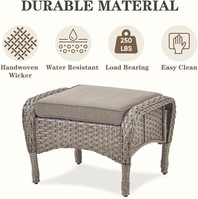 Belord 6 Pieces Wicker Patio Furniture Set - Swivel Rocker Outdoor Chairs with Outdoor Couch and Side Table, All-Weather Patio Conversation Set for Sunroom Deck Backyard