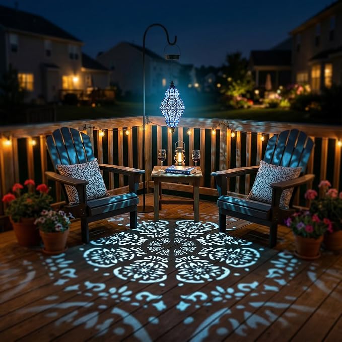 Twinkya Hanging Solar Lights Outdoor Garden Decor, Decorative Waterproof Plastic Moroccan Solar Lantern Lamp, Outside Decorations for Patio Yard Porch Backyard Decor, Gardening Gifts for Women Mom