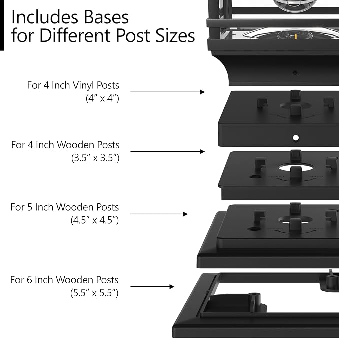 Edison Solar Outdoor Post Cap Lights - 4x4 5x5 6x6 - Bright LED Light for Fence Deck Garden or Patio Posts - Slate Black (1 Pack) | Slate Black, fence/deck/garden/patio posts, diecast aluminum & glass, bright 30lm warm white LED, auto-on, 8h, cordless,...