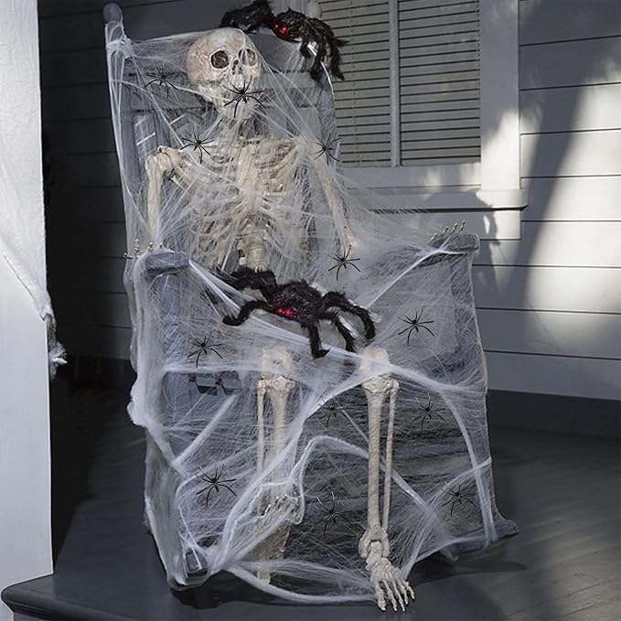 Spider Webs Halloween Decorations,300Sqft Spider Webs | with 30 Fake Spiders,Stretchable DIY Cobwebs Indoor/Outdoor Scary Outside Garden Window Yard Tree home Parties,Haunted Houses