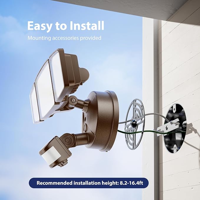 Onforu 75W LED Flood Light Motion Sensor Outdoor, 7000lm Dusk to Dawn Flood Light, Security Light with Three Head, IP65 Waterproof Exterior Floodlight, 6500k Wall Light for Entryway Stairs Yard Garage