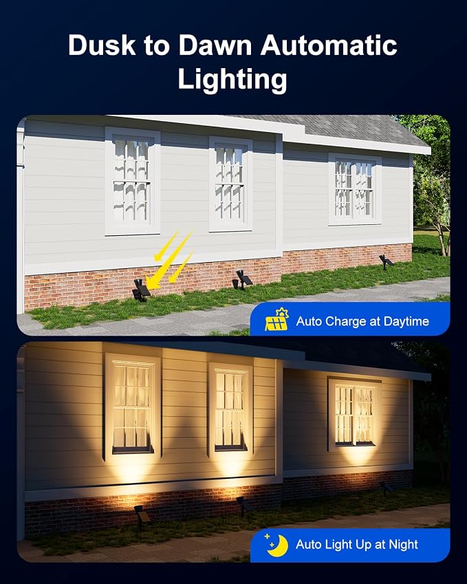 2 Pack Solar Spotlights Outdoor Waterproof for Christmas Hanging, Tree, Wreaths, Snowman, Elk, Adjustable Panel Solar Power Landscape Uplights for Outside Garden, Backyard, Patio, Sidewalk,Warm White
