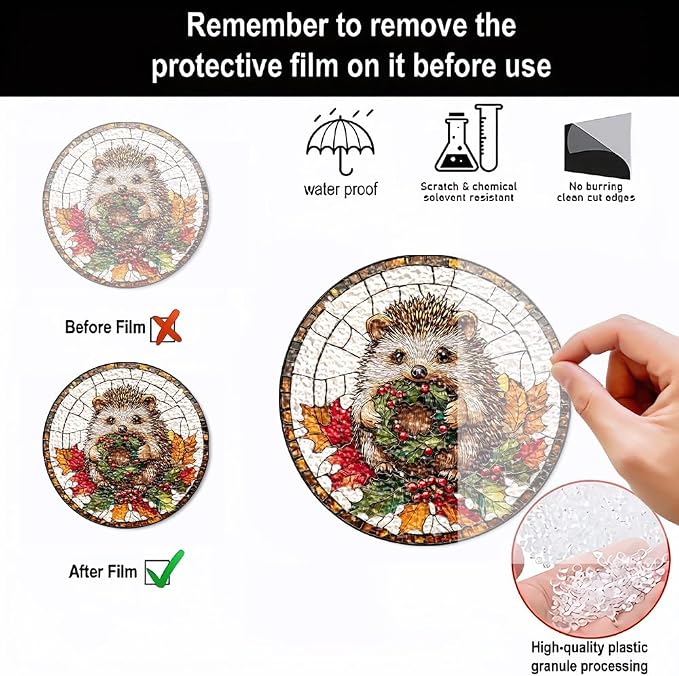 Acrylic Suncatcher Window Hanging, Hedgehog Sun Catcher Rainbow Indoor Window Decoration for Living Room Bedroom, Unique Gift for Mom Wife & Friends, 7.87 x 7.87 inches