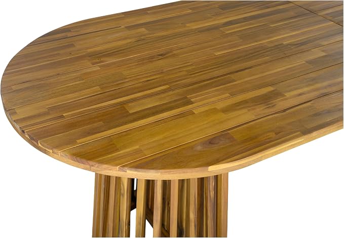 Christopher Knight Home Farley Acacia Wood Outdoor Dining Set for 6, 7 Piece Patio Dining Table and Chair Set, Faux Rattan Outdoor Dining Chair and Table Set, Teak+Brown
