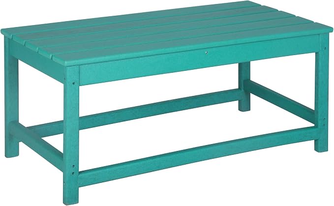 WestinTrends Malibu Outdoor Coffee Table, 35" x 17.5" All Weather Poly Lumber Patio Adirondack Coffee Table for Garden Lawn Porch Balcony, Turquoise