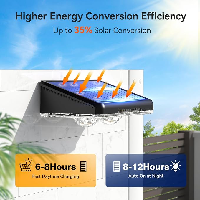TECKNET Solar Fence Lights Outdoor Waterproof 8 Lights Modes 12 Pack (RGB) | Warm White & 6 Colors & RGB,IP66 Waterproof,No Elec. Bill,Dusk-to-Dawn Sensor for Fence/Railing/Step/Patio and Pool Areas