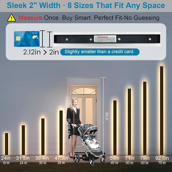 2pack 24inch Long Outdoor Wall Lights, IP65 Waterproof Wall Mounted Lights Black Porch Light LED Linear Exterior Wall Sconce Light 3000k Modern Outdoor Lights for House Garage Patio