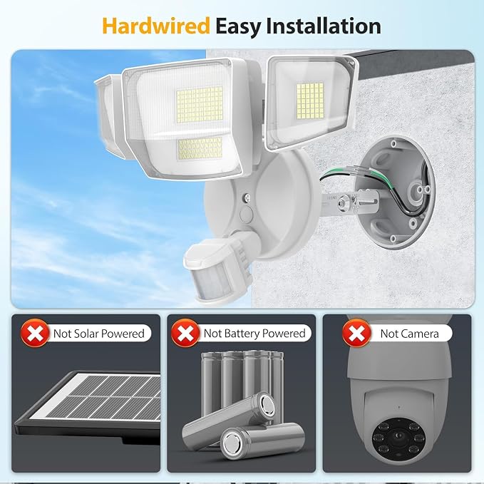 Onforu Outdoor Motion Sensor Light, Dusk to Dawn Outside Lighting, White | Hardwired 4-head 10000LM LED security floodlight, IP66 waterproof, movement detection, garage yard backyard driveway, 2 pack
