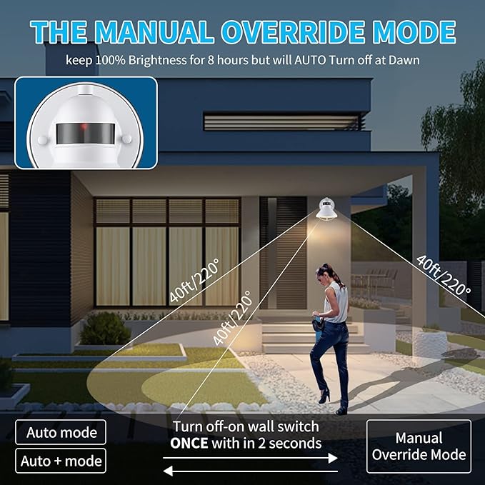 2 Pack Dusk Dawn Motion Sensor Outdoor LED Porch Light Fixtures | Exterior Wall Sconce White Outside Barn Lightings Rustic Wall Mount Lantern for House Patio Garage Farmhouse Entryway