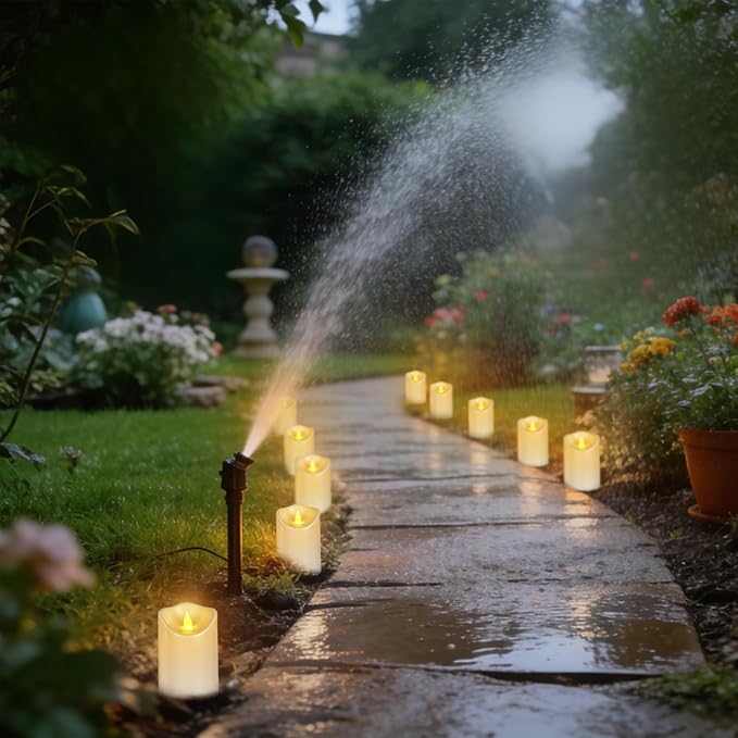 Outdoor Flameless Candles, Patented 3D Dual-LED, Set of 3 Slanted Resin Pillars with Remote, Crisp White Centerpiece for Dining Table, Waterproof Non-Melting Battery Operated, White