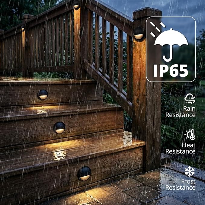 6-Pack Low Voltage LED Deck Lights, Landscape Stair Railing Light Fixture, 2W 3000K Integrated LED Chips, Die-cast Aluminum 12V AC/DC Accent Lighting with Black Powder Coated Finish, UL-Listed