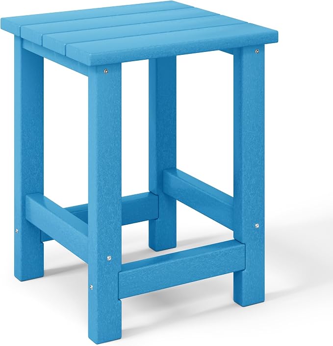 WestinTrends Malibu Kids Outdoor Patio Furniture HDPE Adirondack Square Side Table, Pacific Blue