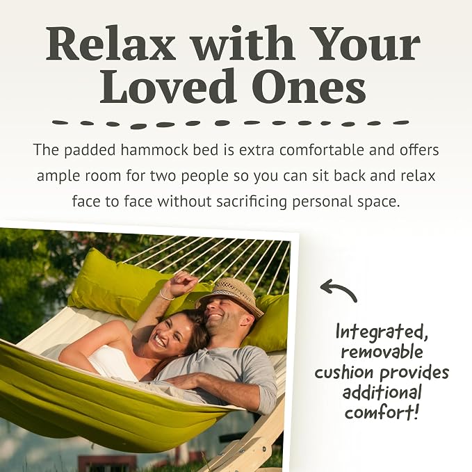 LA SIESTA® Alabama Avocado - Weather-Resistant Quilted Spreader Bar Hammock Size King