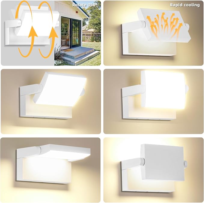 3Pack Outdoor LED Wall Light 40W White Flood Lights 350°Rotation Exterior Lighting Fixture Commercial Security 3000K Waterporof for Barn Yard Garage Building Area Backyard