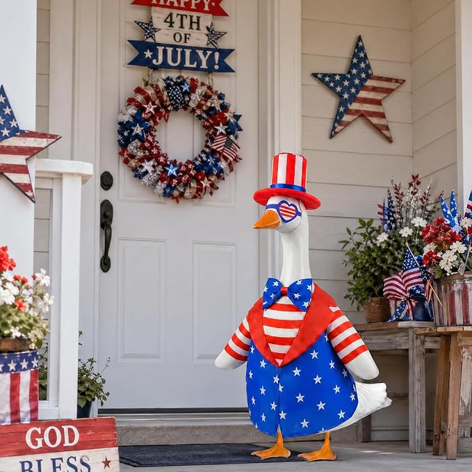 4th of July Goose Outfit with American Flag Patriotic Porch Goose Costume