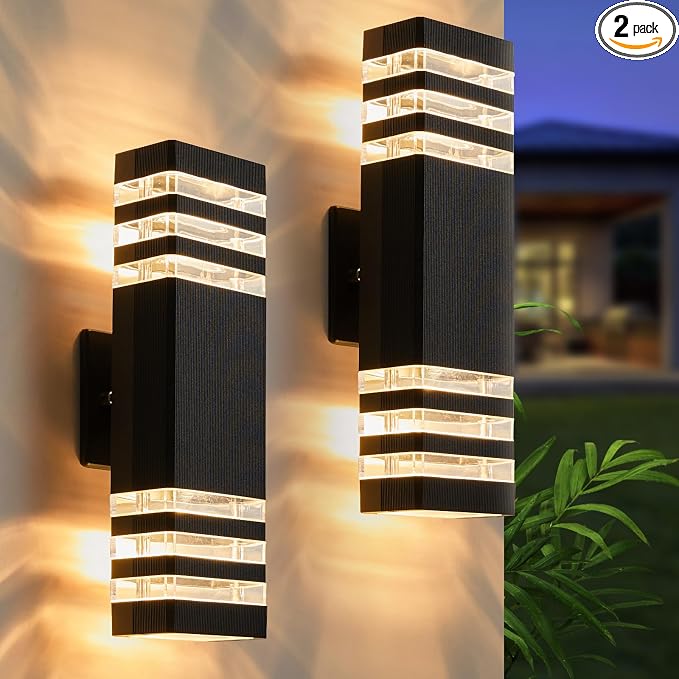 LMP LED Outdoor Wall Light, Aluminum IP65 Waterproof Porch Lights | Up and Down,3000K 5W G10 Bulbs Included,ETL Certified, Outside Wall Exterior Lighting Fixtures for House, Front Door, Garage