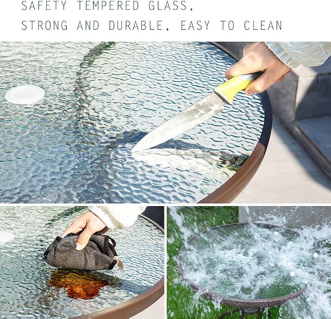 36" Round Glass Table Top with 2 Inch Umbrella Hole, 3/16" Thick Flat Polished Edge Tempered Finished for Patio, and Outdoor Tables, Only Glass (36 inch)
